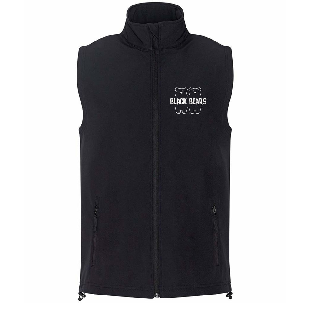 Black vest with 'Black Bears' logo on a white background can be printed with your own logo