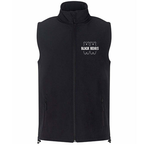Black vest with 'Black Bears' logo on a white background can be printed with your own logo