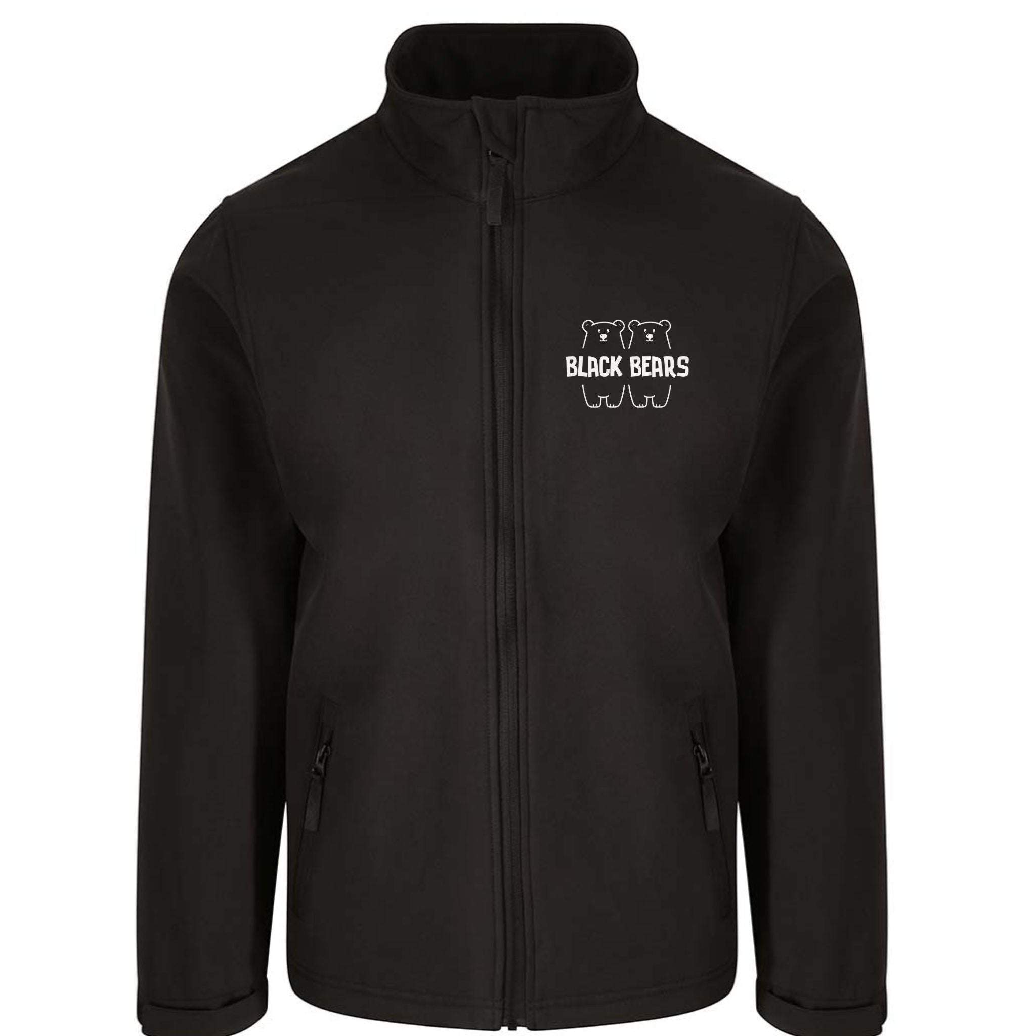 Softshell jacket printed with your custom logo printed to order in scotland by black bears merch